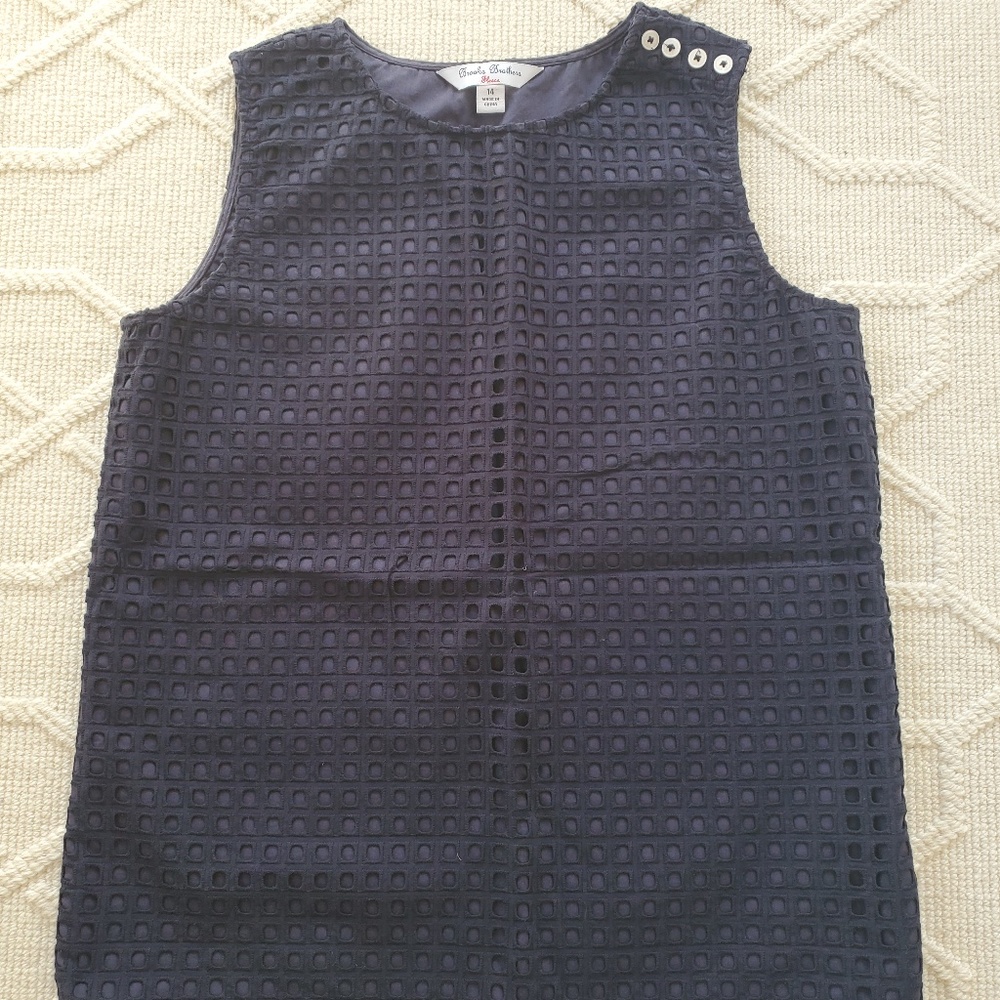 Brooks Brothers Navy Sleeveless Eyelet Shirt